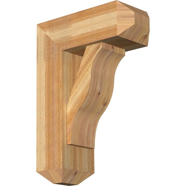 Ekena Millwork Funston Craftsman Rough Sawn Bracket w/ Offset Brace, Western Red Cedar, 8"W x 20"D x 28"H BKT0806X20X28FST04RWR - main